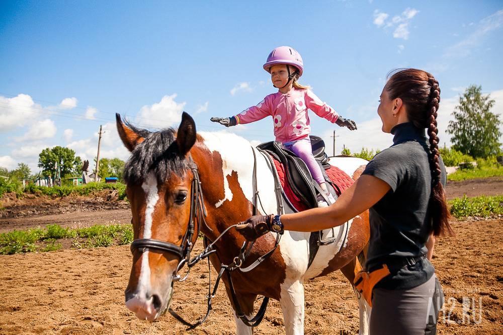 Верховая езда для детей. Дети катаются на лошадях. Занятия на лошадях. Лошадь для детей.